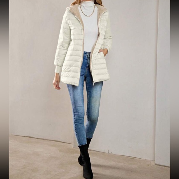 Luxe quilted teddy lined hooded jacket - Picture 16 of 16